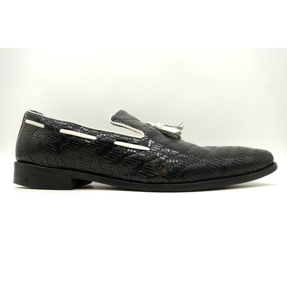Stacy Adams Black Woven Leather Slip On Tassel Dress Loafers Shoes Men\'s 13 M main image 10